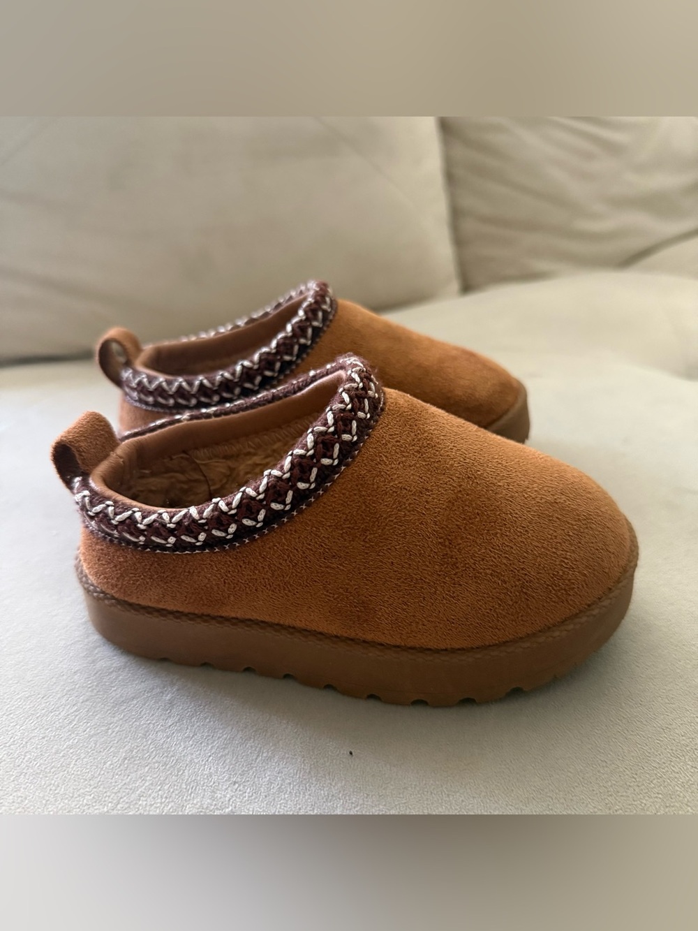 Kids Cozy Slip-On Shoes in Chestnut Brown